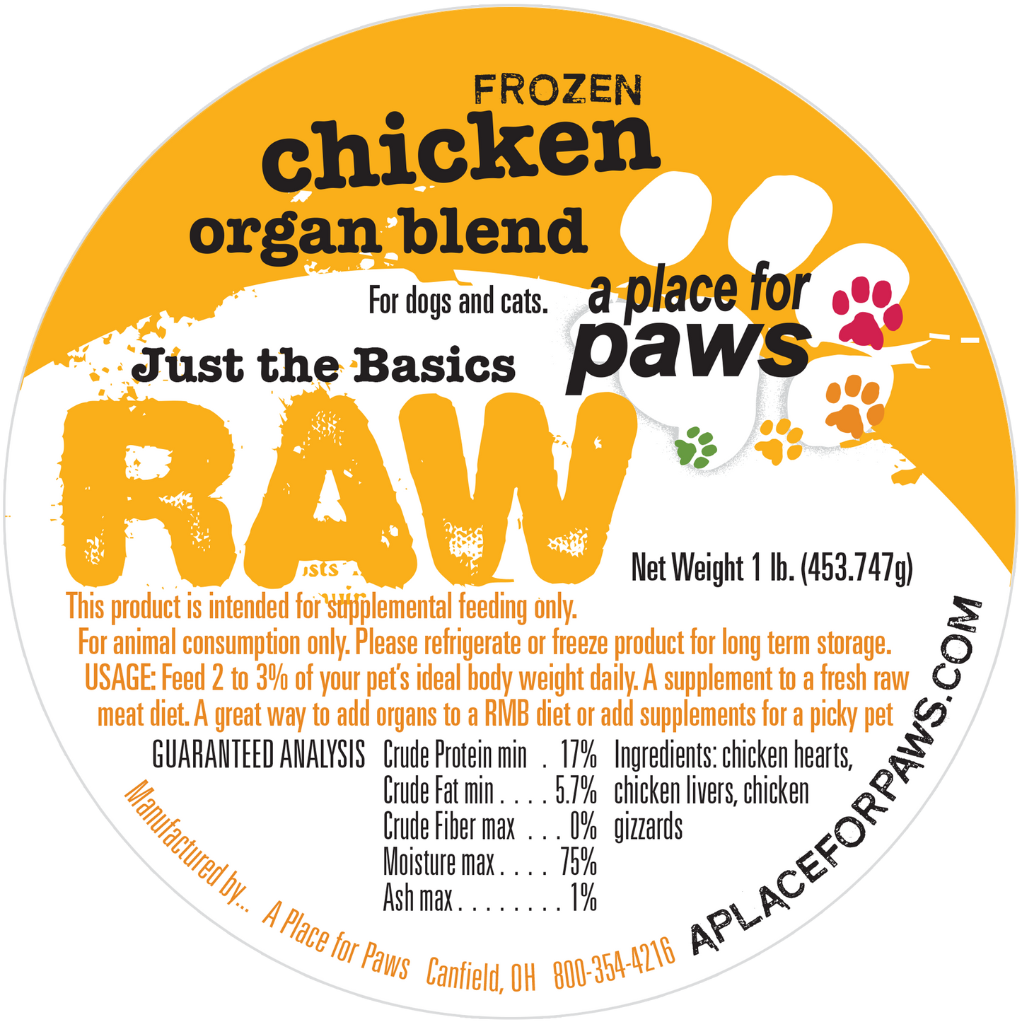 Chicken Organ Blend - 1 pound container