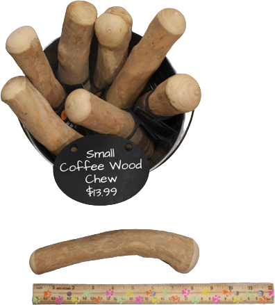 Small Coffee Wood Chew in a Bucket