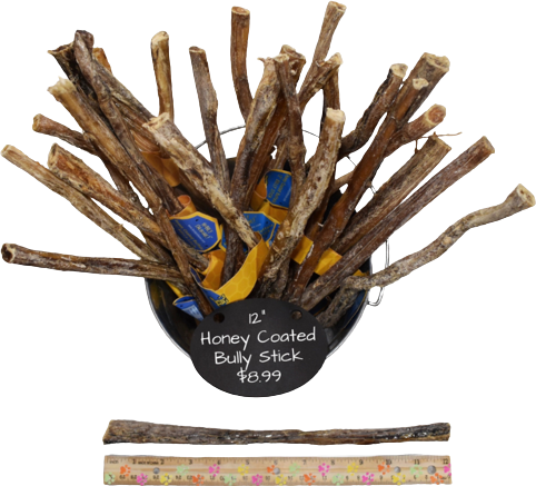 Honey Coated Bully Stick 12" in a Bucket