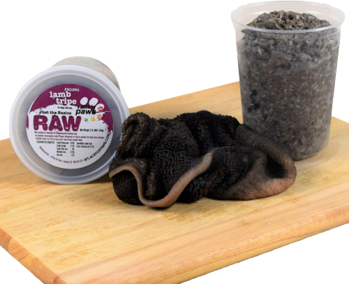 Raw Green Lamb Tripe, Raw Food, container, pet food