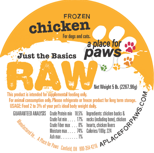 chicken backs, necks, chicken hearts and livers, Raw food, 5 pound, pet food