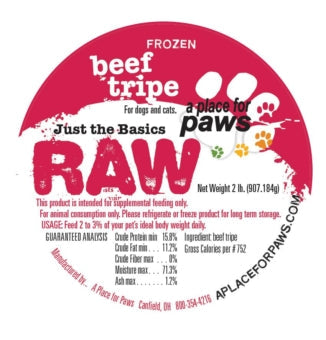 RAW Beef Tripe Label