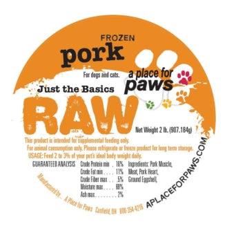 Kidney Health Package, Pork, Raw Food, 12 pound package, pet food